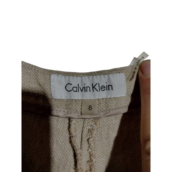 Calvin Klein linen blend wide leg pants beige color woman size 8 - Picture 3 of 5